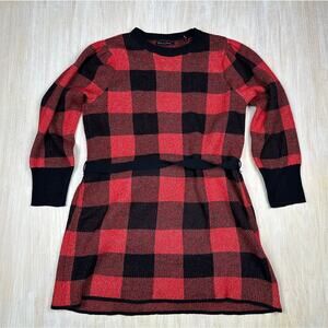 Alison Andrews Red Black Plaid Sweater Casual Cozy Tunic Dress Plus Size 2X